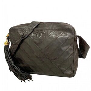 Chanel Shoulder Bag Lambskin Black Gold